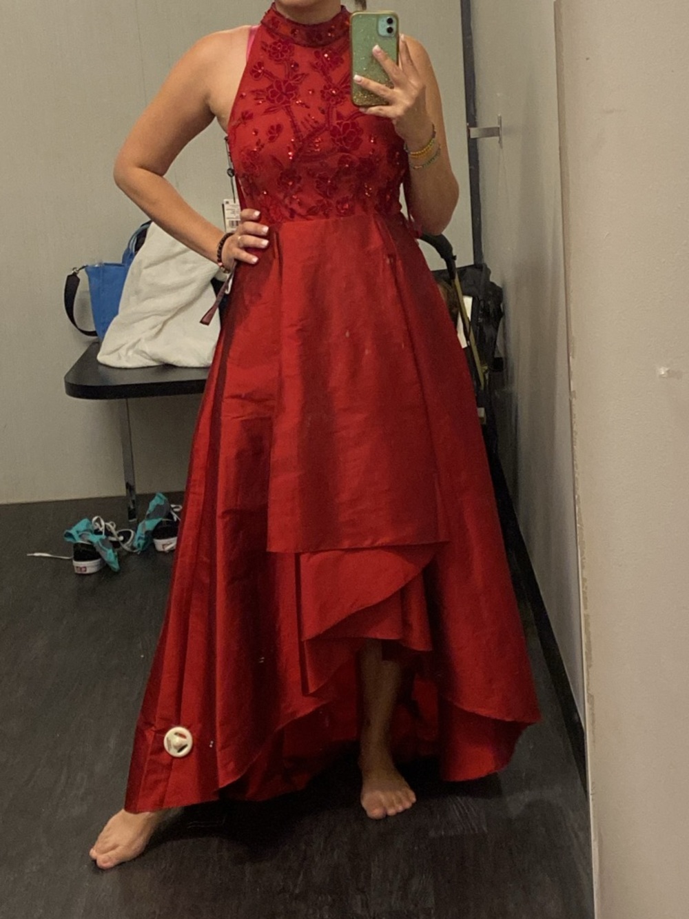 Adrianna Papell Dark Red High-Low Evening Dress